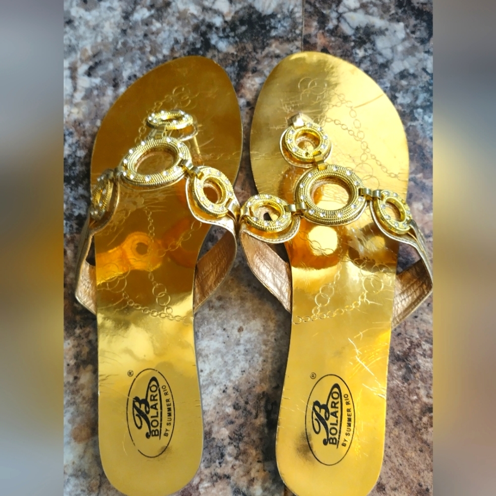 Gold 🪙 Bolaro by Summer Rio Flip flops